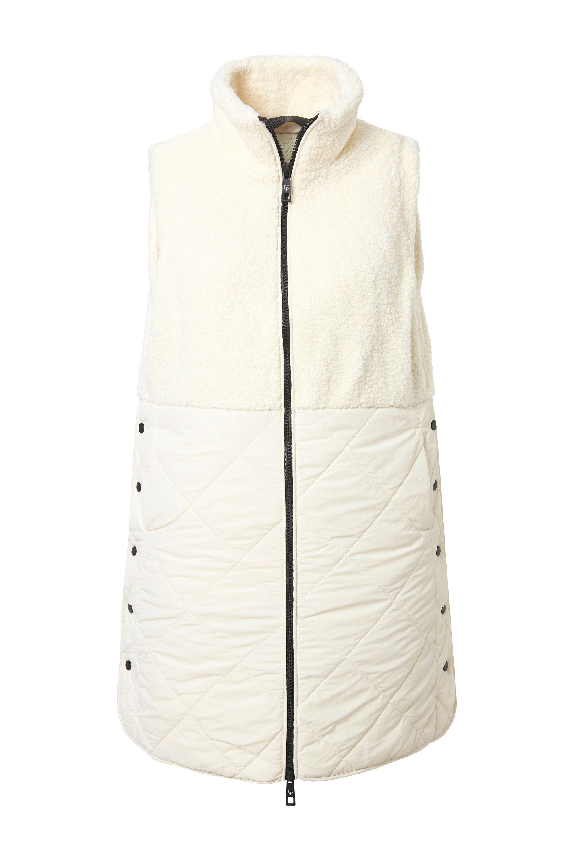 Ulla Popken Steppweste Long-Weste Teddyfleece/Stepp Seiten-Druckknöpfe günstig online kaufen