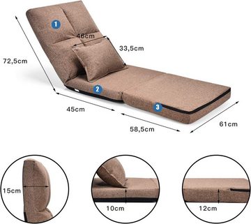 KOMFOTTEU Sofa Bodenstuhl Bodensofa, mit 1 Kissen, mit 5-Fach Verstellbarer Rückenlehne