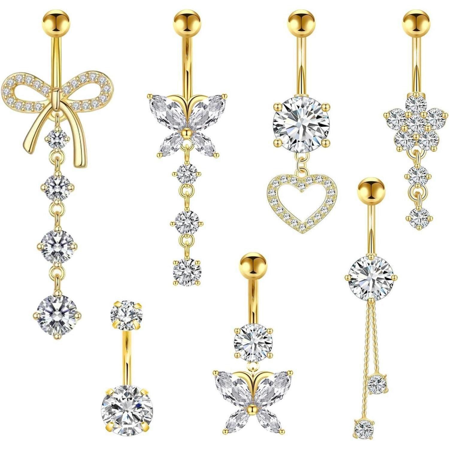LuxusKollektion Bauchnabelpiercing-Set 7er Set Bauchnabelpiercing Schmetter günstig online kaufen