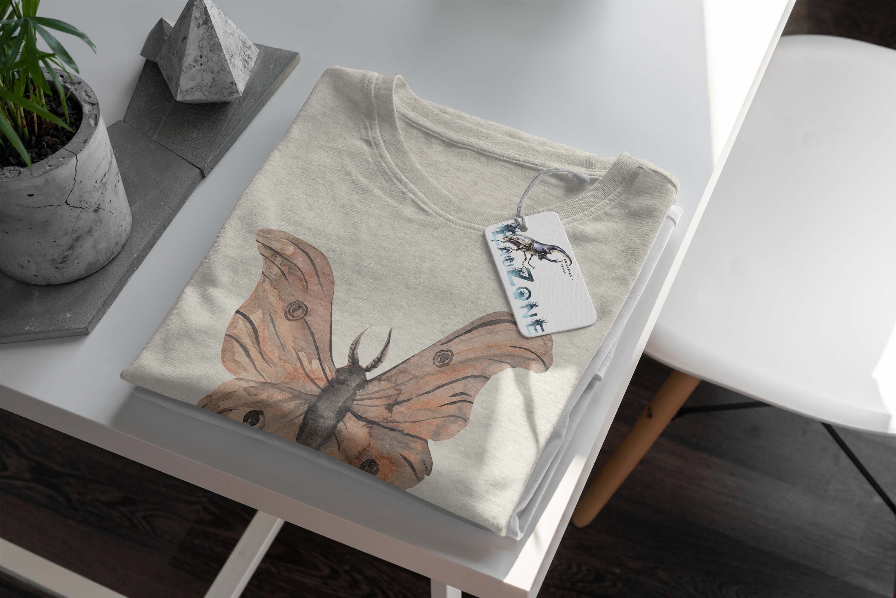 Sinus Art Motte Bio-Baumwolle Farbe Aquarell T-Shirt (1-tlg) 100% Ökomode Nachhaltig Motiv Shirt T-Shirt Herren Organic