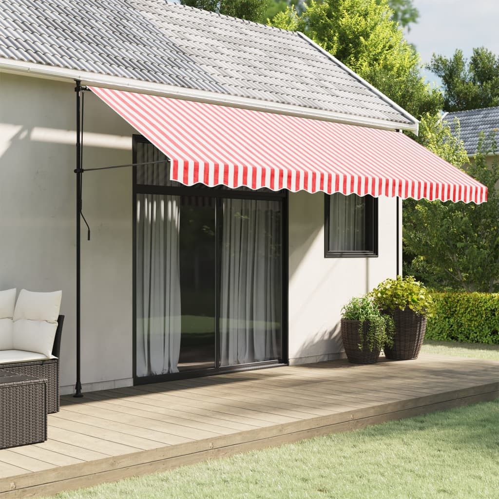 furnicato Markise Markisenvolant 430 x 20 cm in Rot und Weiß, wasserfest und