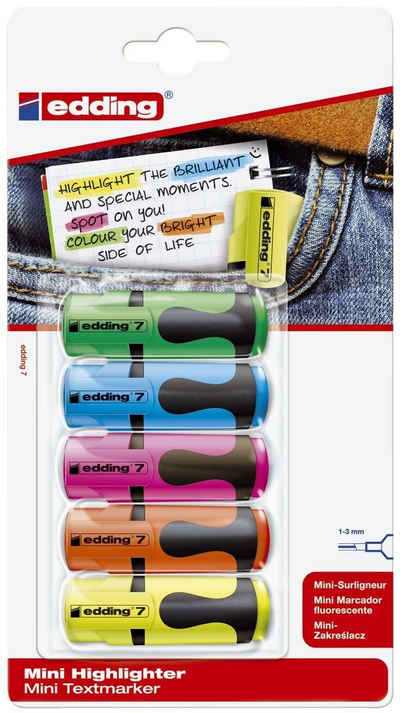 edding Etiketten 5 edding mini highlighter Textmarker farbsortiert