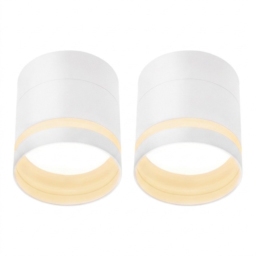 ZMH LED Deckenstrahler Weiß Rund 3000K 5W GX53 Deckenlampe Acryl Wohnzimmer 2-er Set, Augenschutz, LED fest integriert, Warmweiß, 3000K Rund Aufbaustrahler Acryl für Flur Wohnzimmer