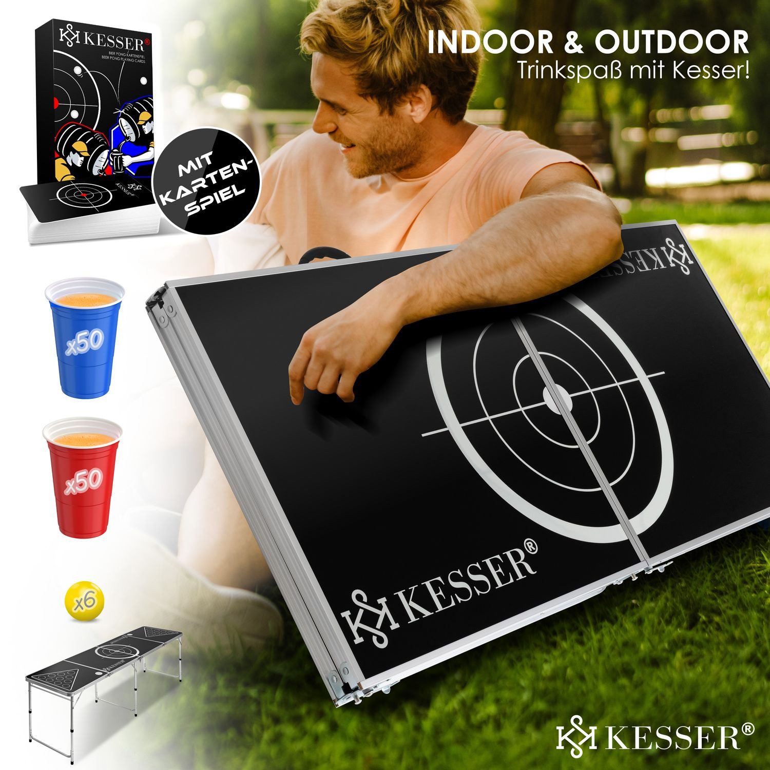 KESSER Klapptisch, Beer Pong Tisch Set mit Kartenspiel Trinkspiel günstig online kaufen