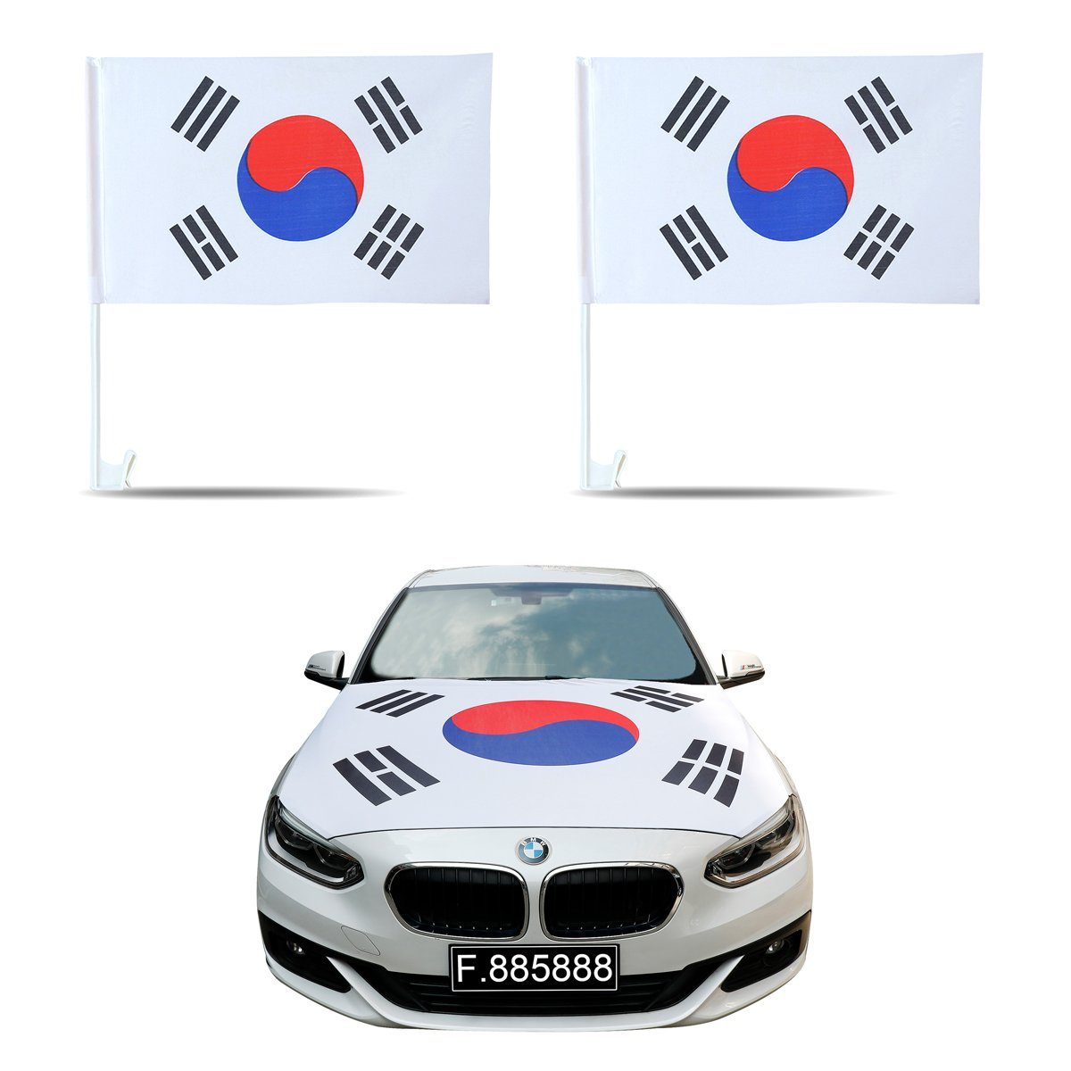 Sonia Originelli Magnete: Korea Südkorea 3D-Effekt Fahne Motorhaubenüber, Auto-Fan-Paket South Außenspiegel