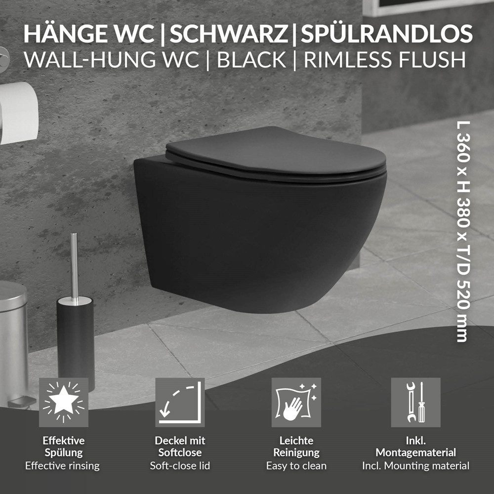 LuxeBath Tiefspül-WC Spülrandloses Hänge WC Keramik günstig online kaufen