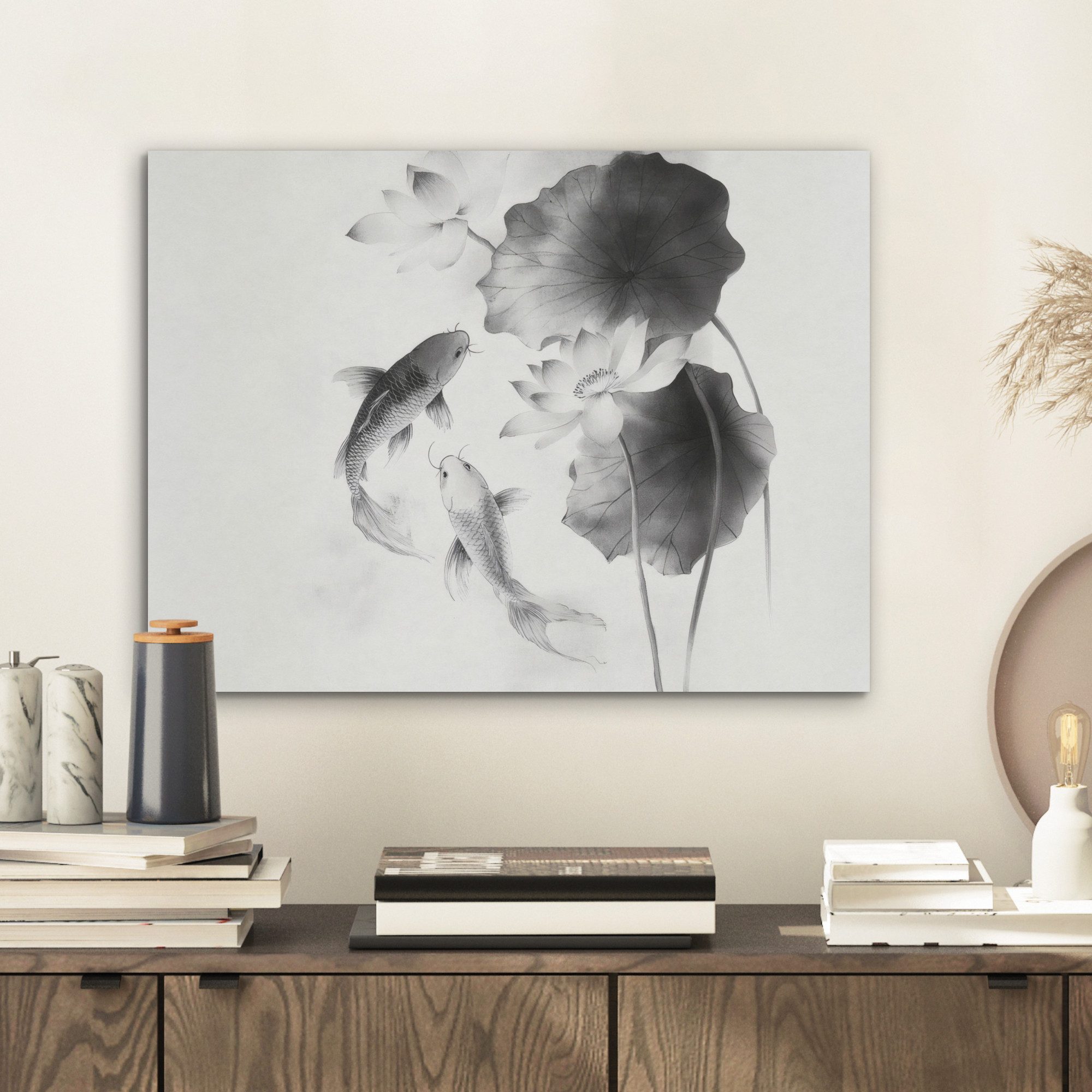 MuchoWow Gemälde Lotusblumen - Fisch - günstig online kaufen