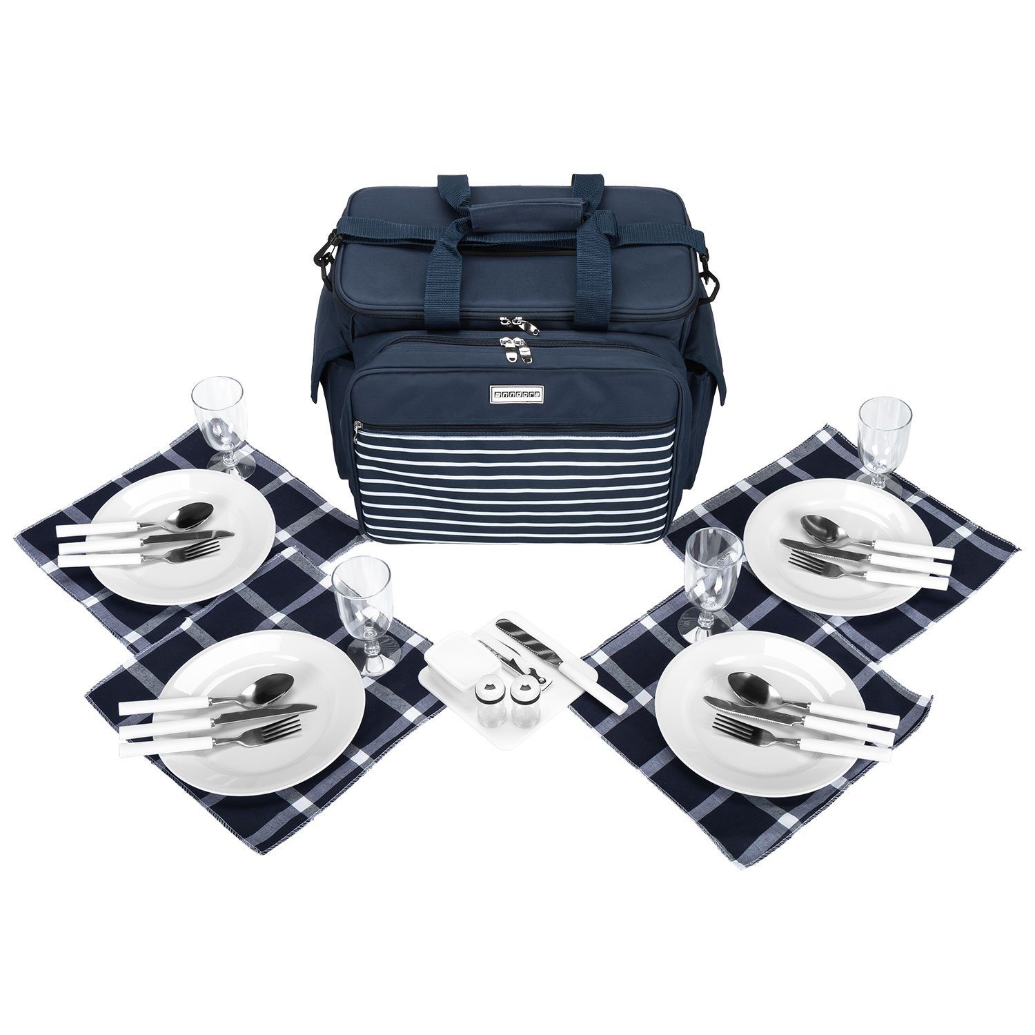 Picknickkorb Picknicktasche Isolierung 4 Personen 32 Teile Zubehör