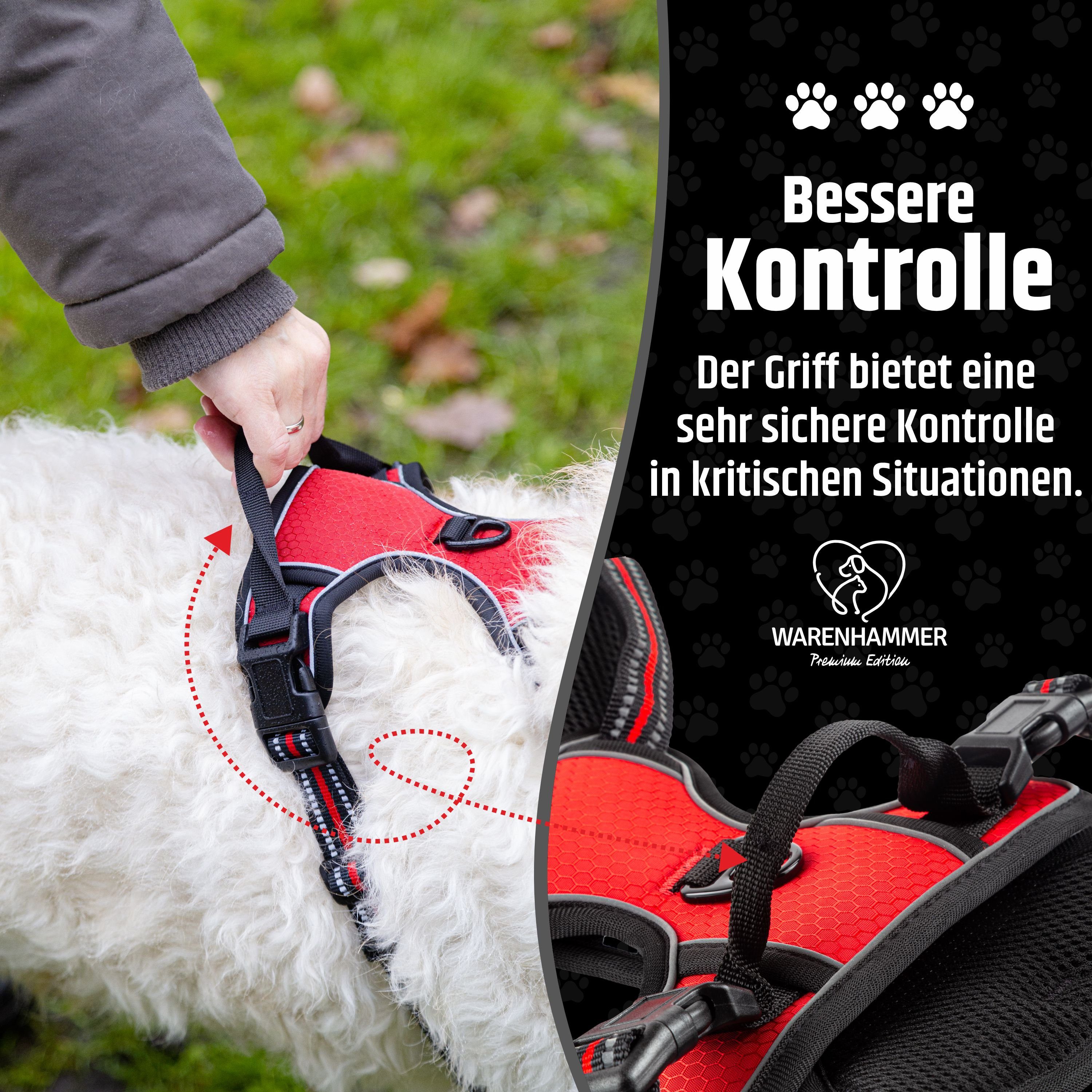 Warenhammer Hunde-Geschirr Hundegeschirr für Hunde, Anti Zug Hundegeschirr mit Leuchtstreifen