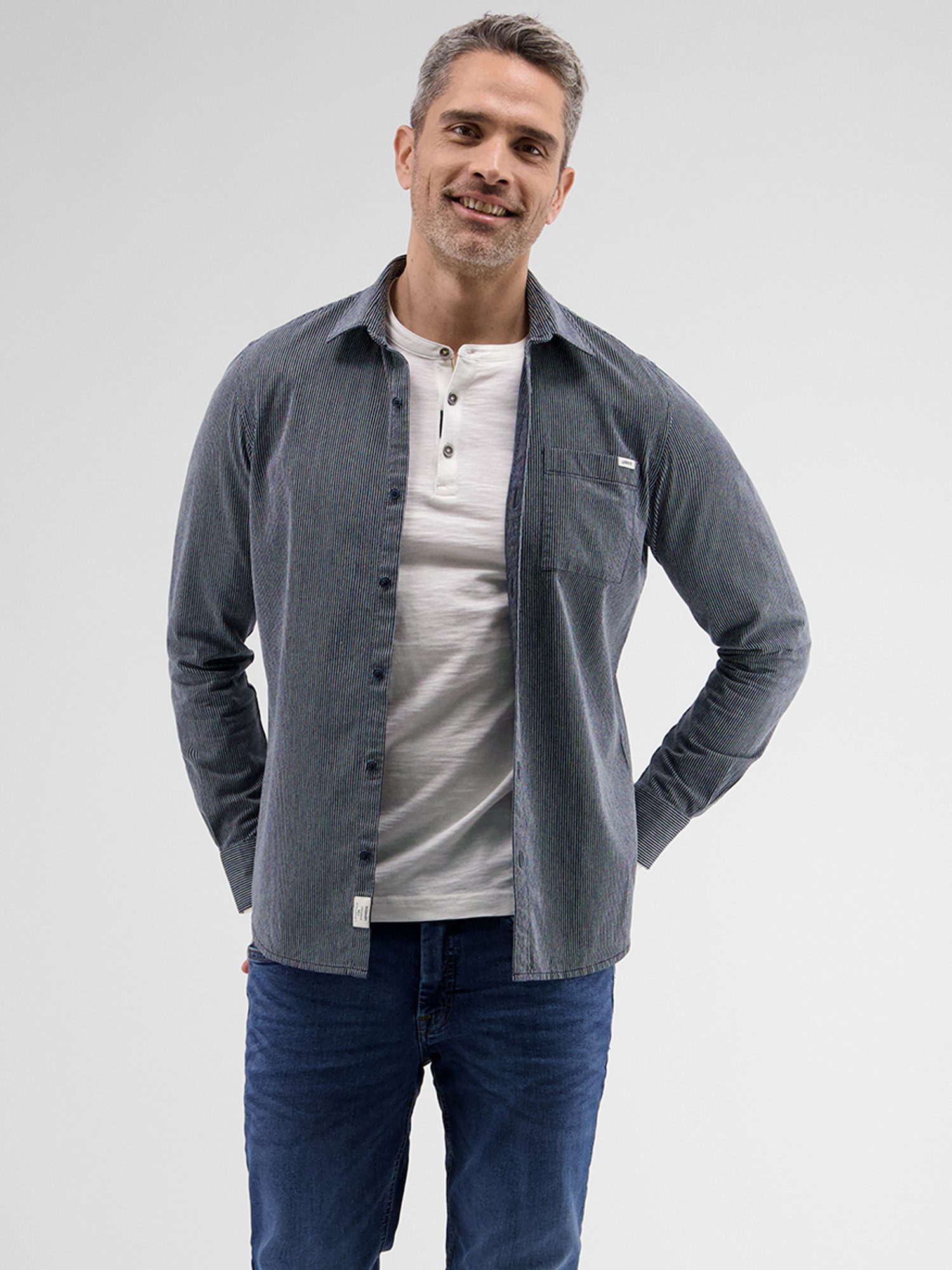 LERROS Langarmhemd LERROS Gestreiftes Herrenhemd, langarm