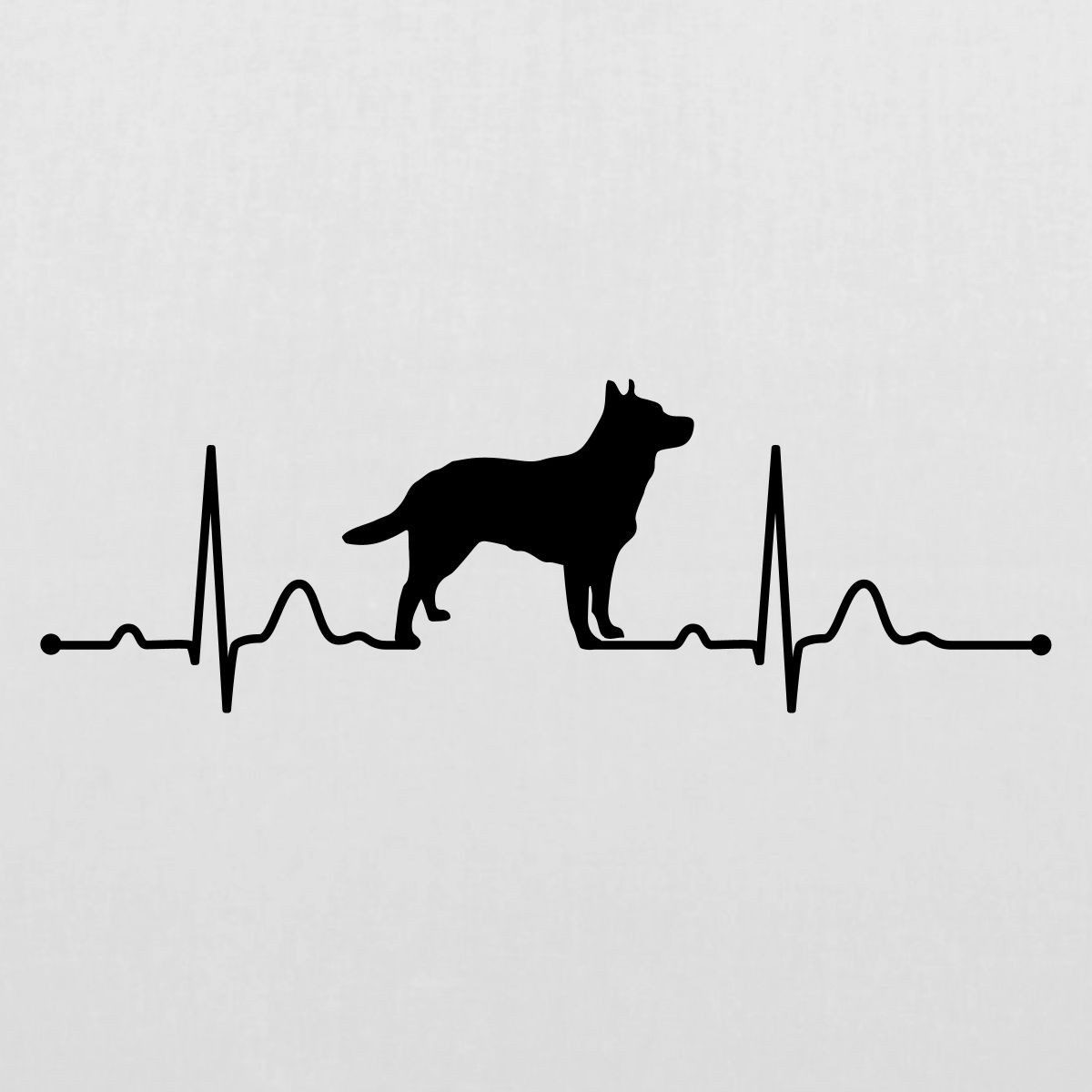 Spreadshirt Henkeltasche EKG Linie Mit Hund, Australian Cattle Dog Stoffbeutel (1-tlg)