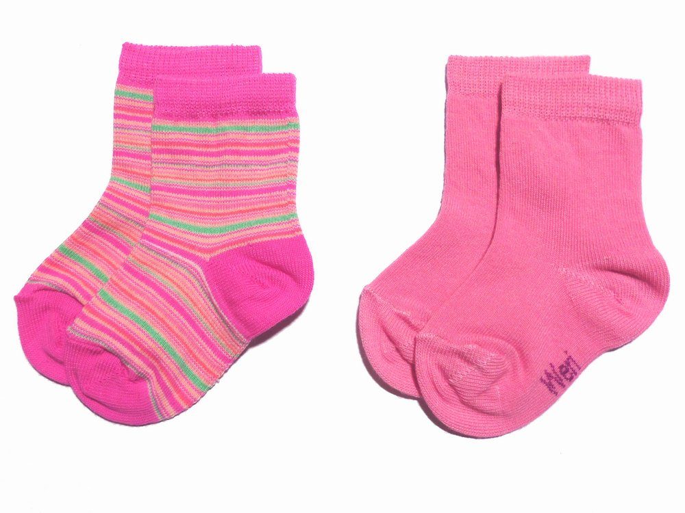 WERI SPEZIALS Strumpfhersteller GmbH Basicsocken Kinder Socken 2-er Pack >>Feine Ringel und UNI<< weiche Baumwolle (Set) 2-er Pack