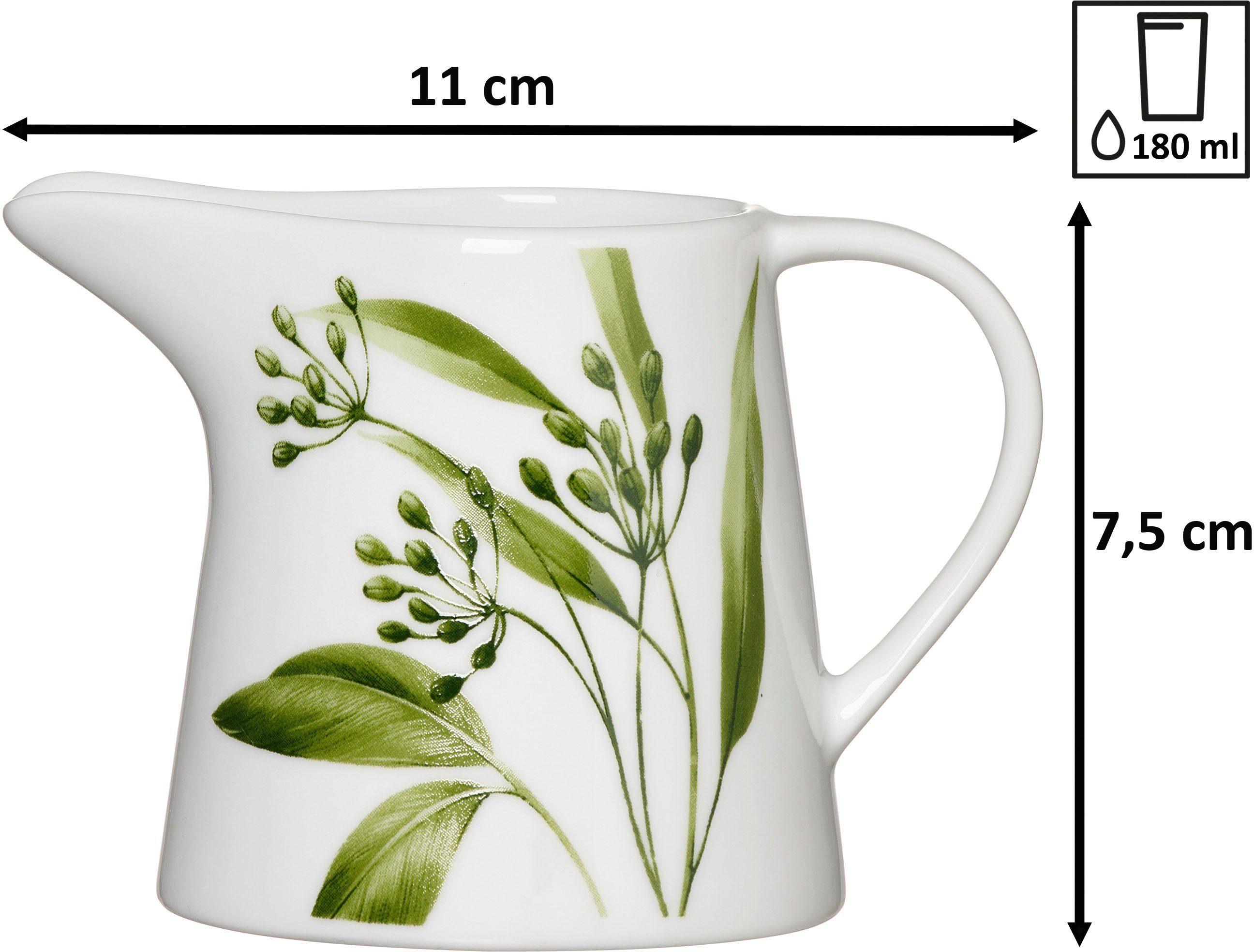 Ritzenhoff & Breker Milch- und Zuckerset Evora (2-tlg), 1 Personen, Porzellan, Geschirr-Set mit Botanik-Motiv