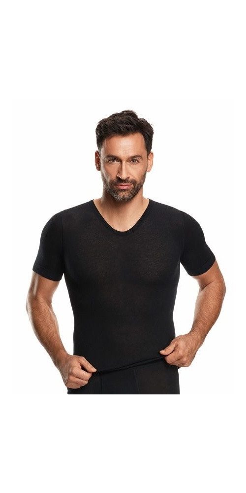 Medima T-Shirt Unterwäsche V-Ausschnitt (Kaschmir/Seide) Kurzarm schwarz Herren (Gr)