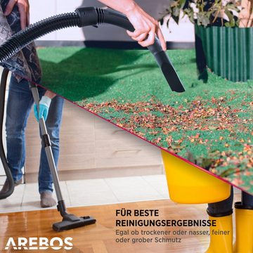 Arebos Industriesauger 1600W, Nass- & Trockensauger, Aschesauger für Kamin & Grill, 2600,00 W, mit und ohne Beutel nutzbar, ideal als Aschesauger