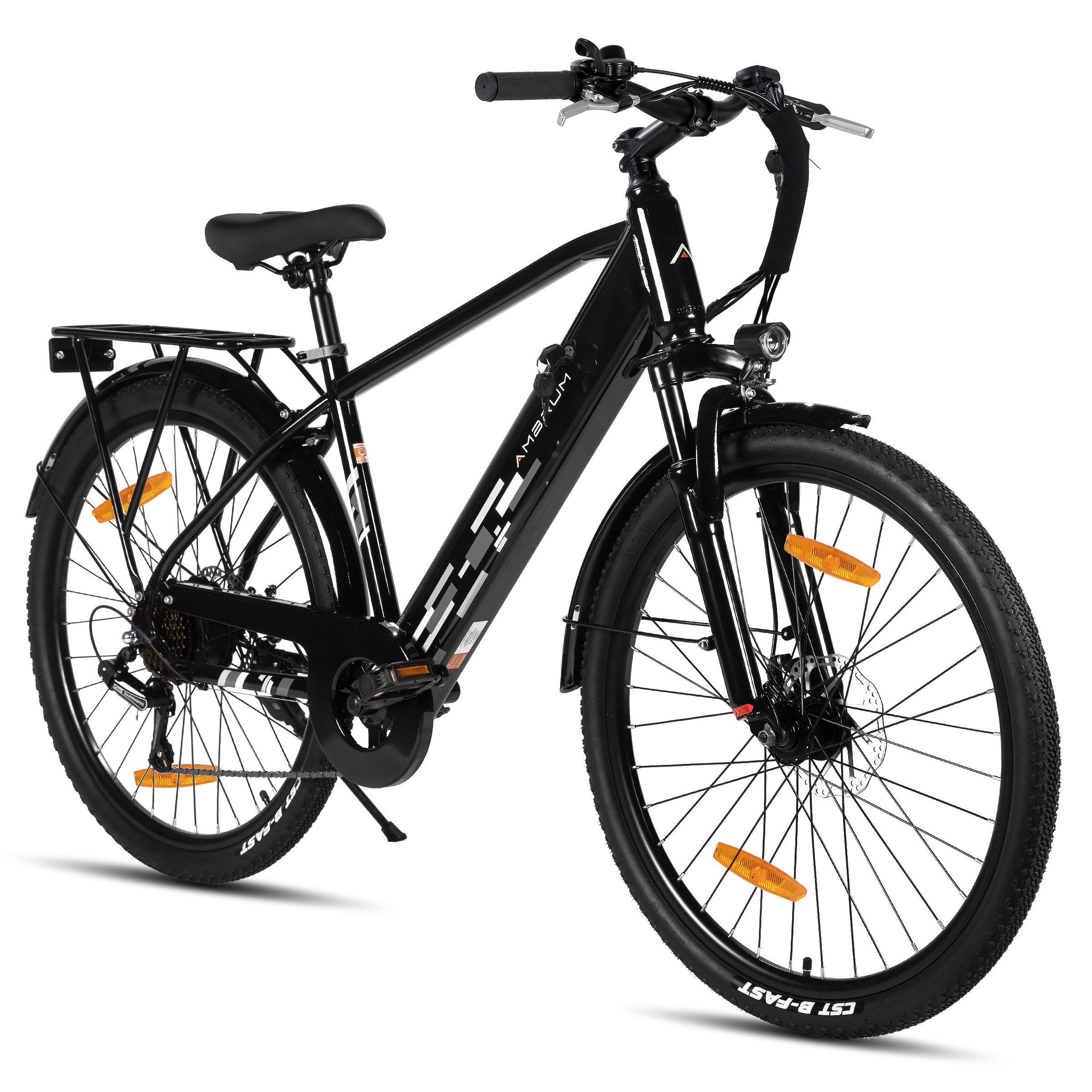 HILAND E-Bike 26" E-Mountainbike mit Shimano-Schaltung, Gepäckträger & Nabenmotor, Heckmotor, 374,4 Wh