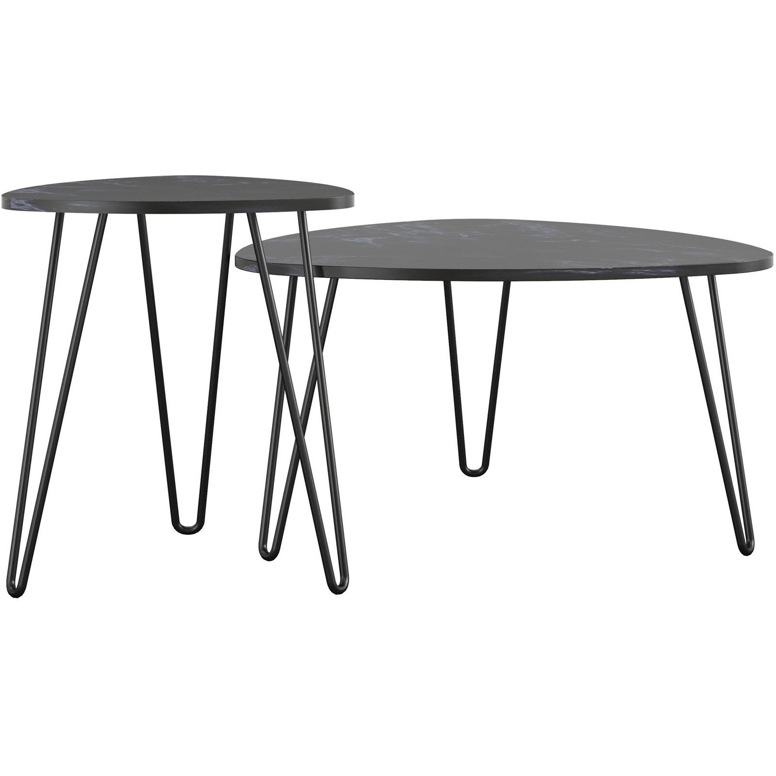 loft24 Satztisch Athena (Set, 2-St), Couchtisch, Wohnzimmertisch Set, Marmoroptik, Metallbeine, modern