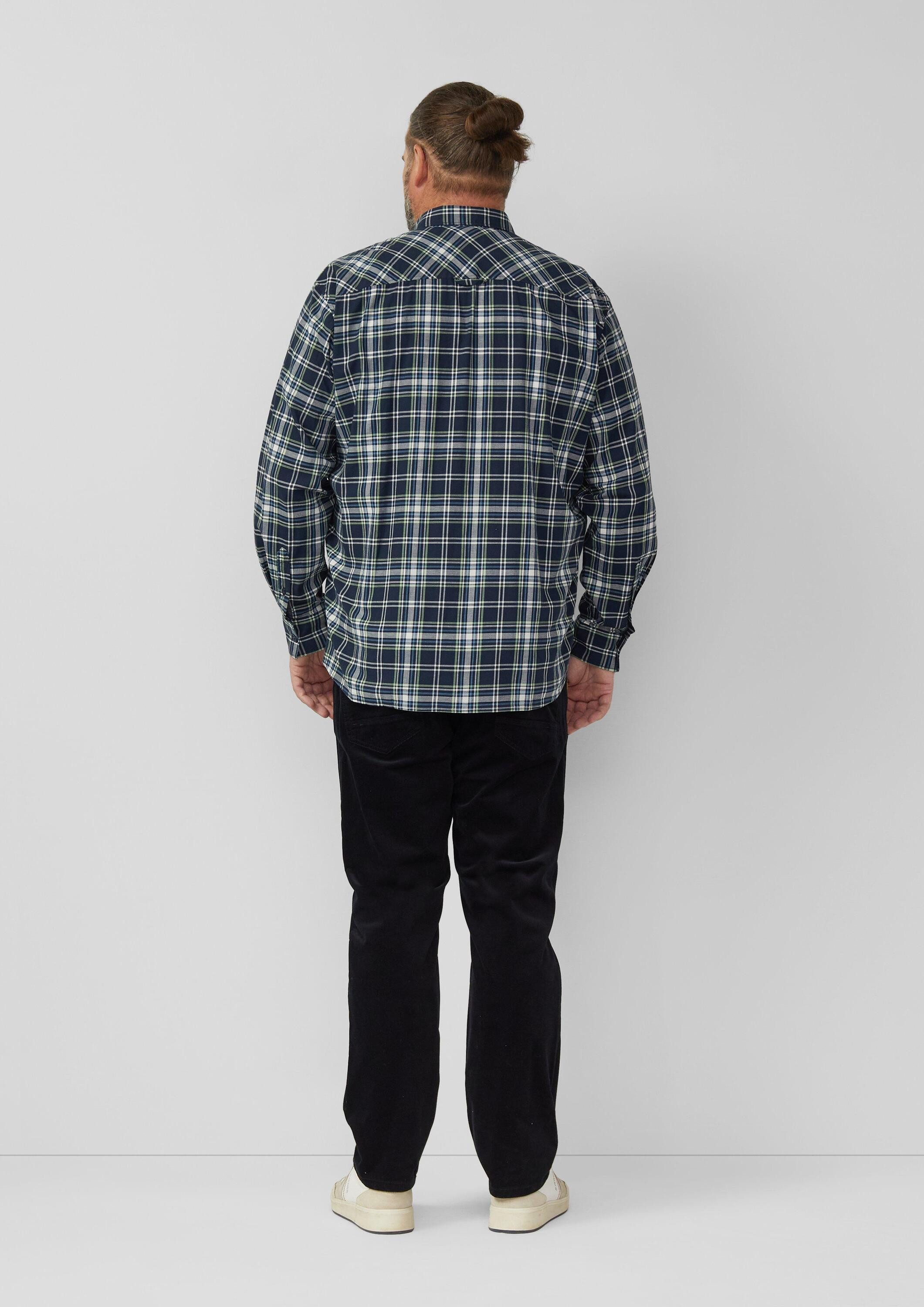 s.Oliver Langarmhemd Hemd Regular Fit: Kariertes Baumwollhemd mit Button-Down-Kragen