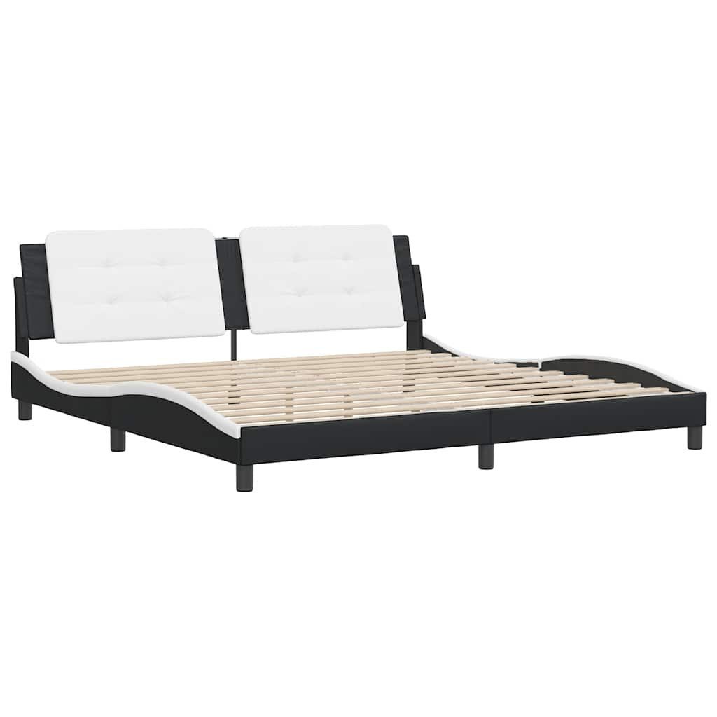 vidaXL Bett Bettgestell ohne Matratze "Zadar" Schwarz und Weiß 200x200 cm K günstig online kaufen