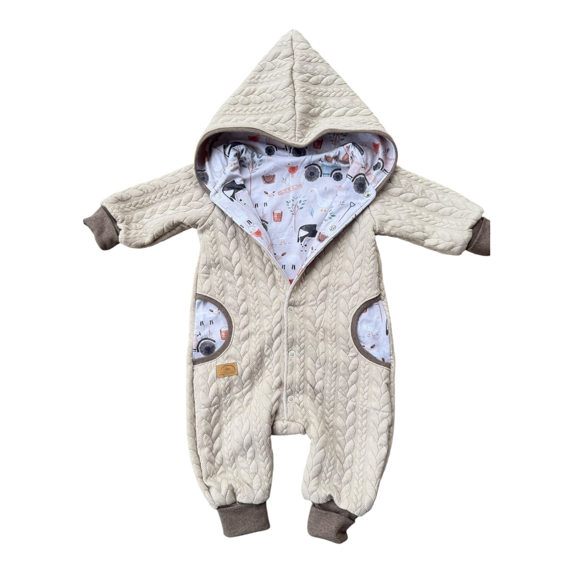 Land-Juwelen Overall Baby Overall Bauernhof Cremeweiß