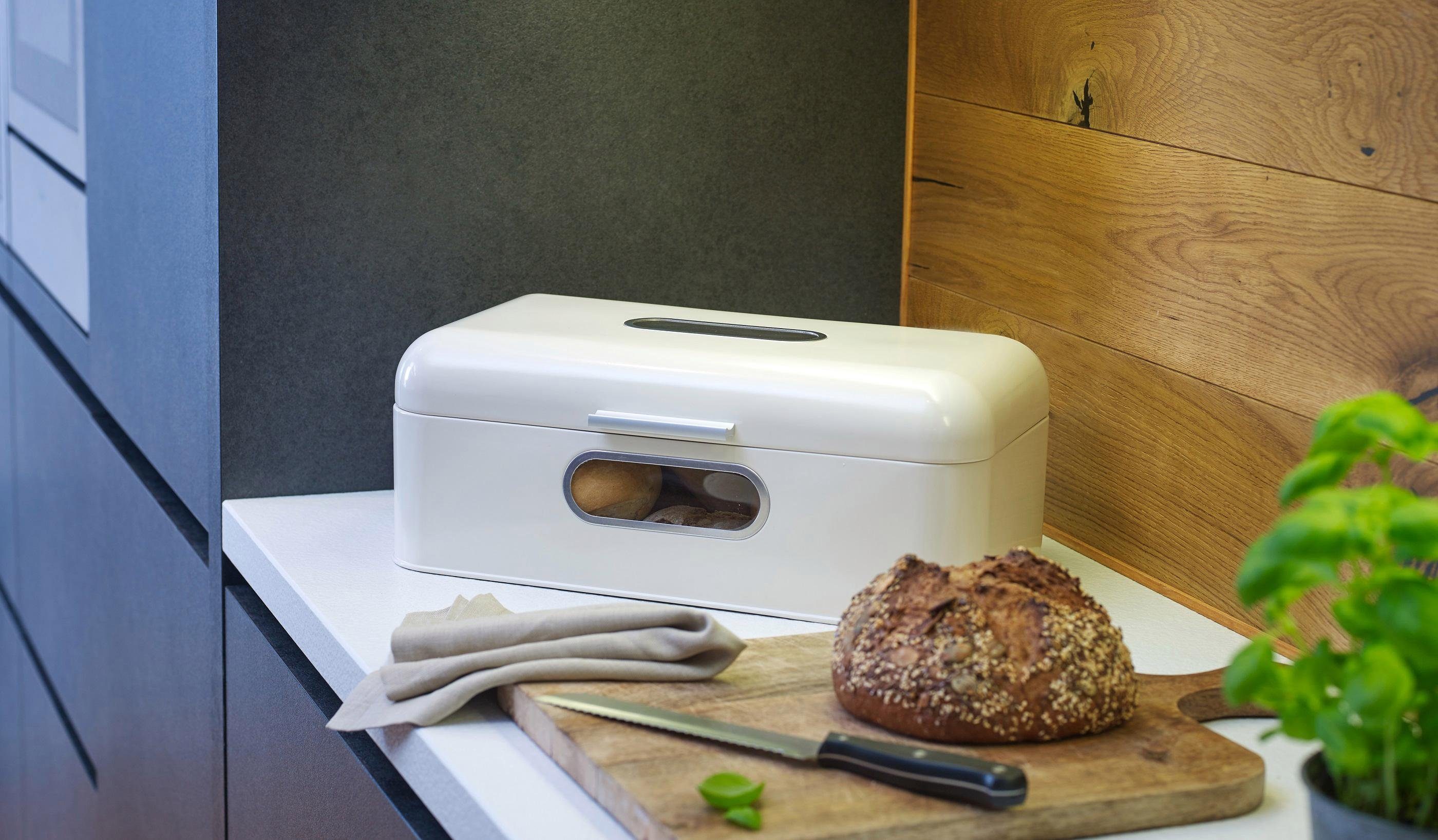 ECHTWERK Brotkasten Retro, Metall, (1-tlg), Brotaufbewahrung, Brotkorb, Brotbox mit zwei praktischen Sichtfenstern