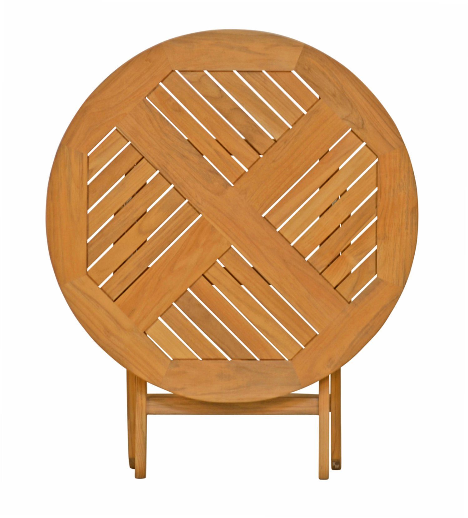 Kai Wiechmann Klapptisch Teak Gartentisch klappbar rund als wetterfester Holztisch aus Teak, klappbarer und unbehandelter Teakholztisch – Bild 3 von 5