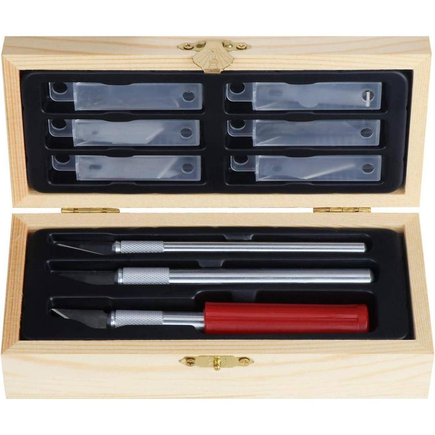 LuxusKollektion Cuttermesser Hobbyschneider Set Präzisionscutter Karbonstahl Aufbewahrungskoffer