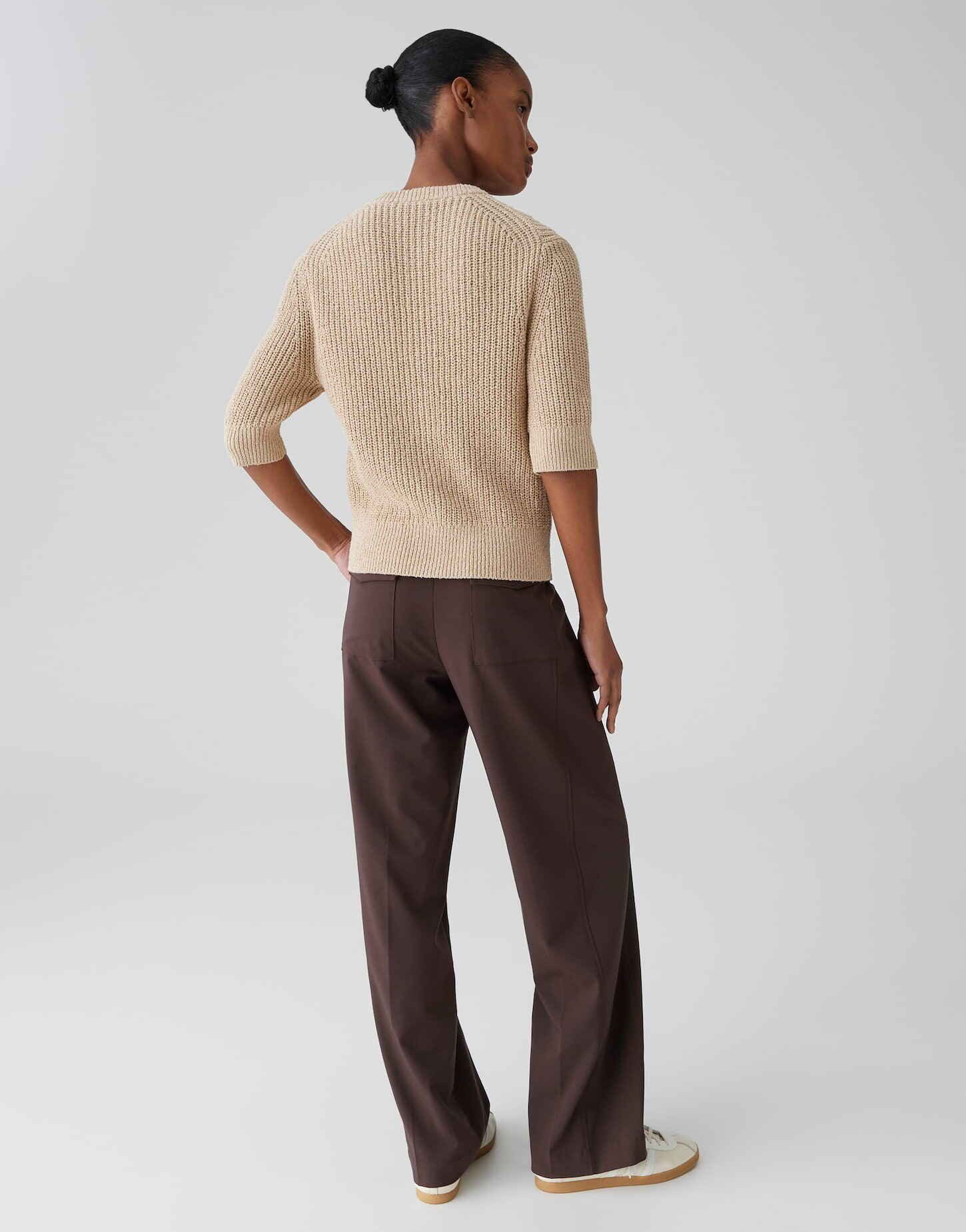 OPUS Cardigan Cardigan aus BCI Cotton mit Rippstruktur Knopfleiste mit Hornoptik-Knöpfen, schmale Passform