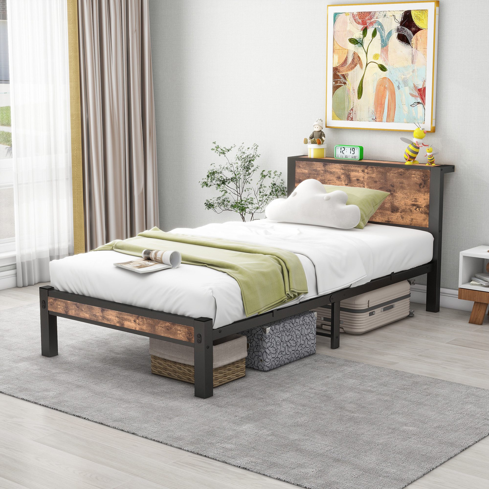 HOMERECOMMEND Metallbett mit MDF-Kopfteil, Lattenrost, modernes Design (1-t günstig online kaufen
