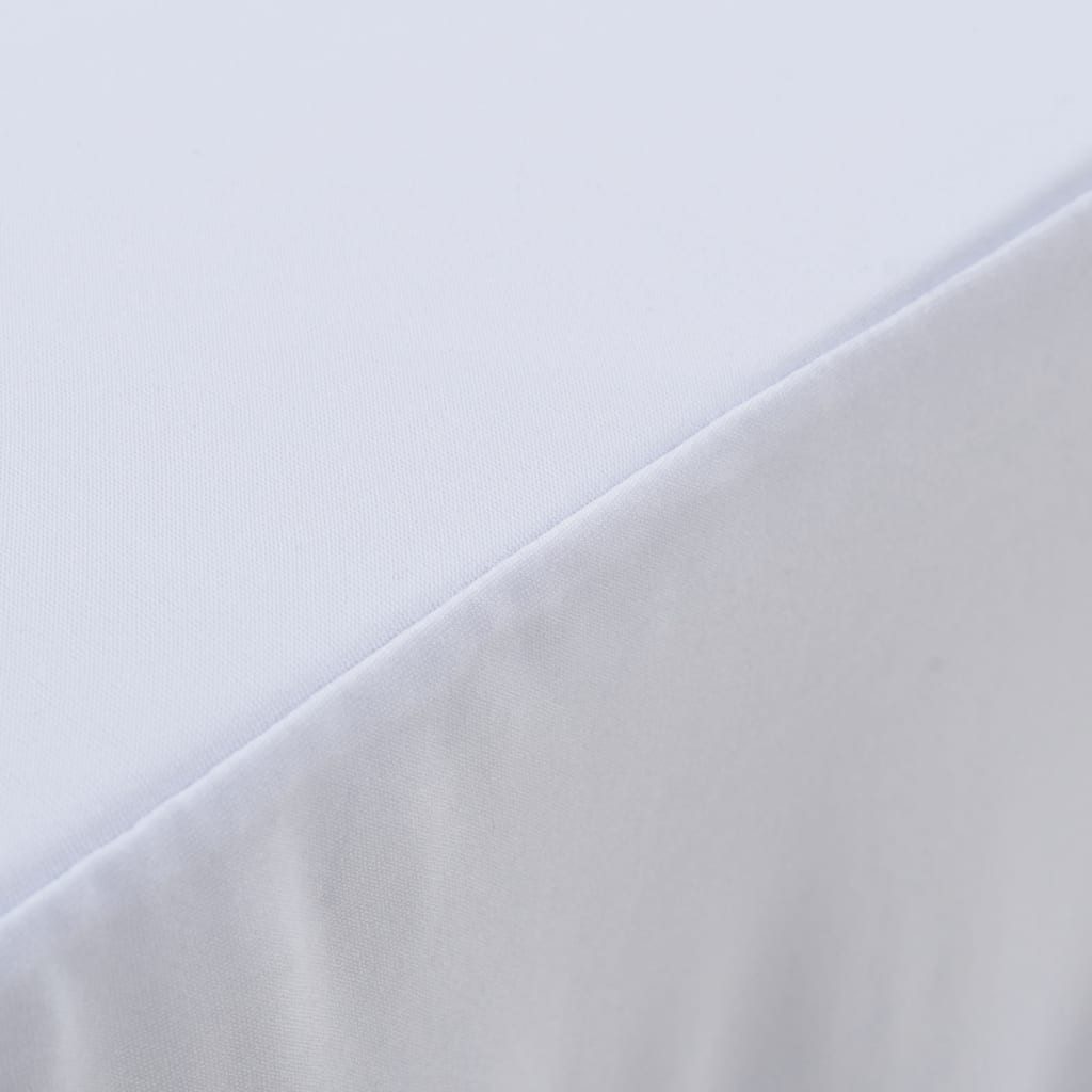 vidaXL Hussen-Set 2 Stück Stretch-Tischdecken mit Rand Weiß 120 x 60,5 x 74 cm