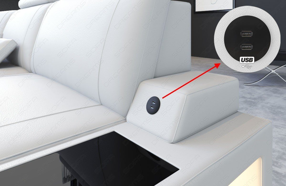 Sofa Dreams Ecksofa Leder Couch Siena L Form Ledersofa, L-Form Ledersofa mit LED-Beleuchtung