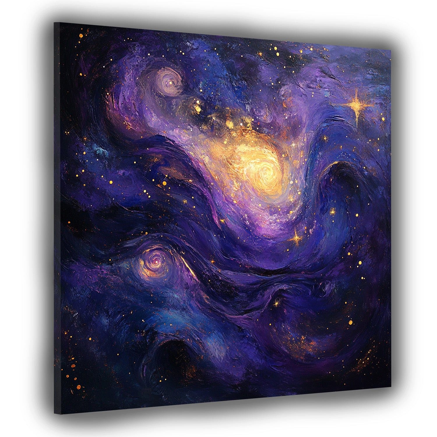 Artedinoi Leinwandbild Galaxie Lila Gold Sterne abstrakt Leinwandbild Wandbild Kunstdruck XL, Galaxie in Lila-Gold