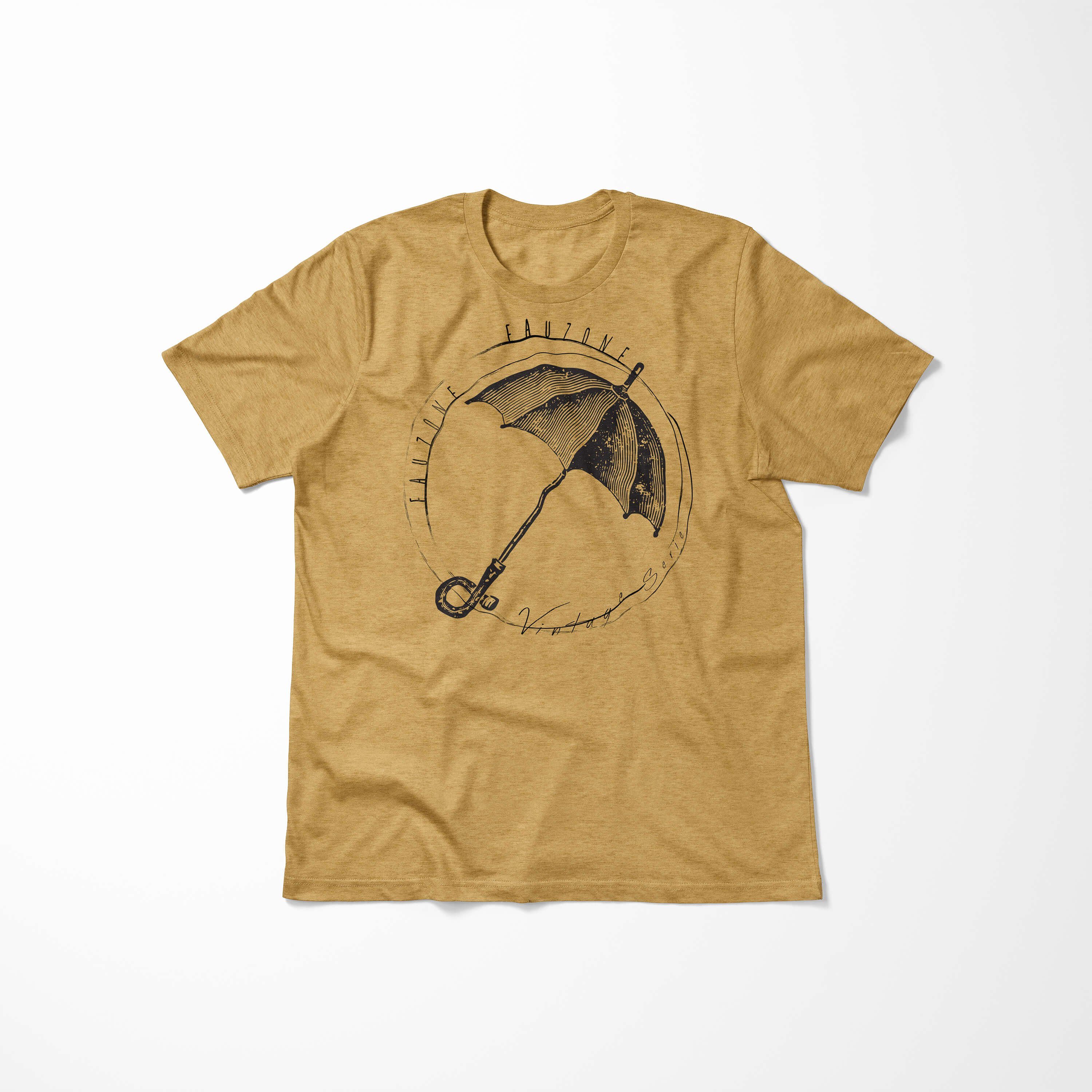 Sinus Art T-Shirt Vintage Antique Regenschirm Herren Gold T-Shirt