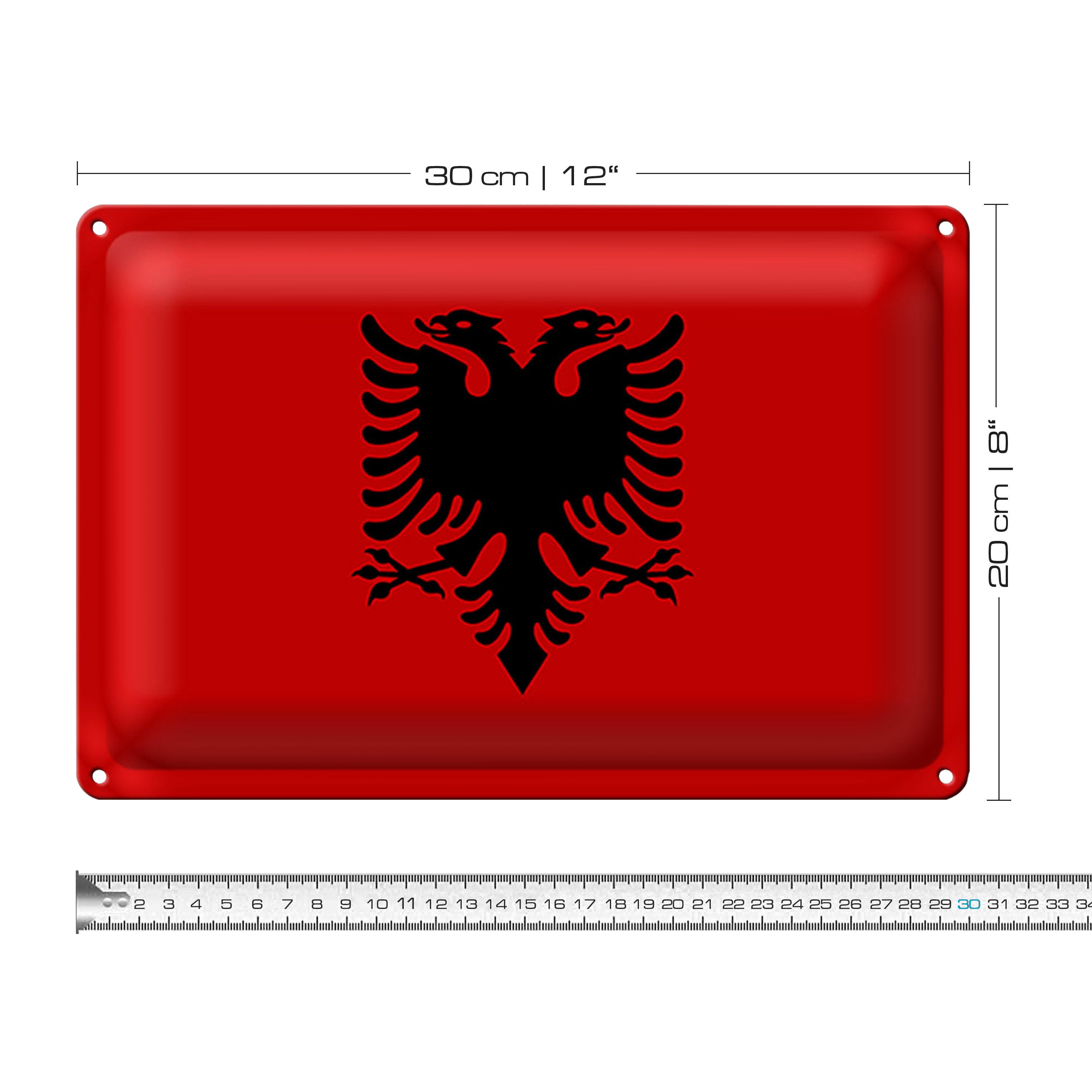 Roomando Metallschild Blechschild Flagge Albanien 30x20cm Flag of Albania