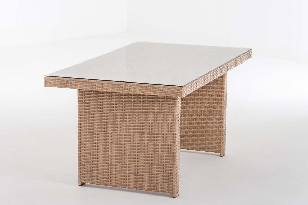 x sand CLP Gartentisch 80 cm, Glas-Tischplatte Fisolo, 140 einer ca. mit