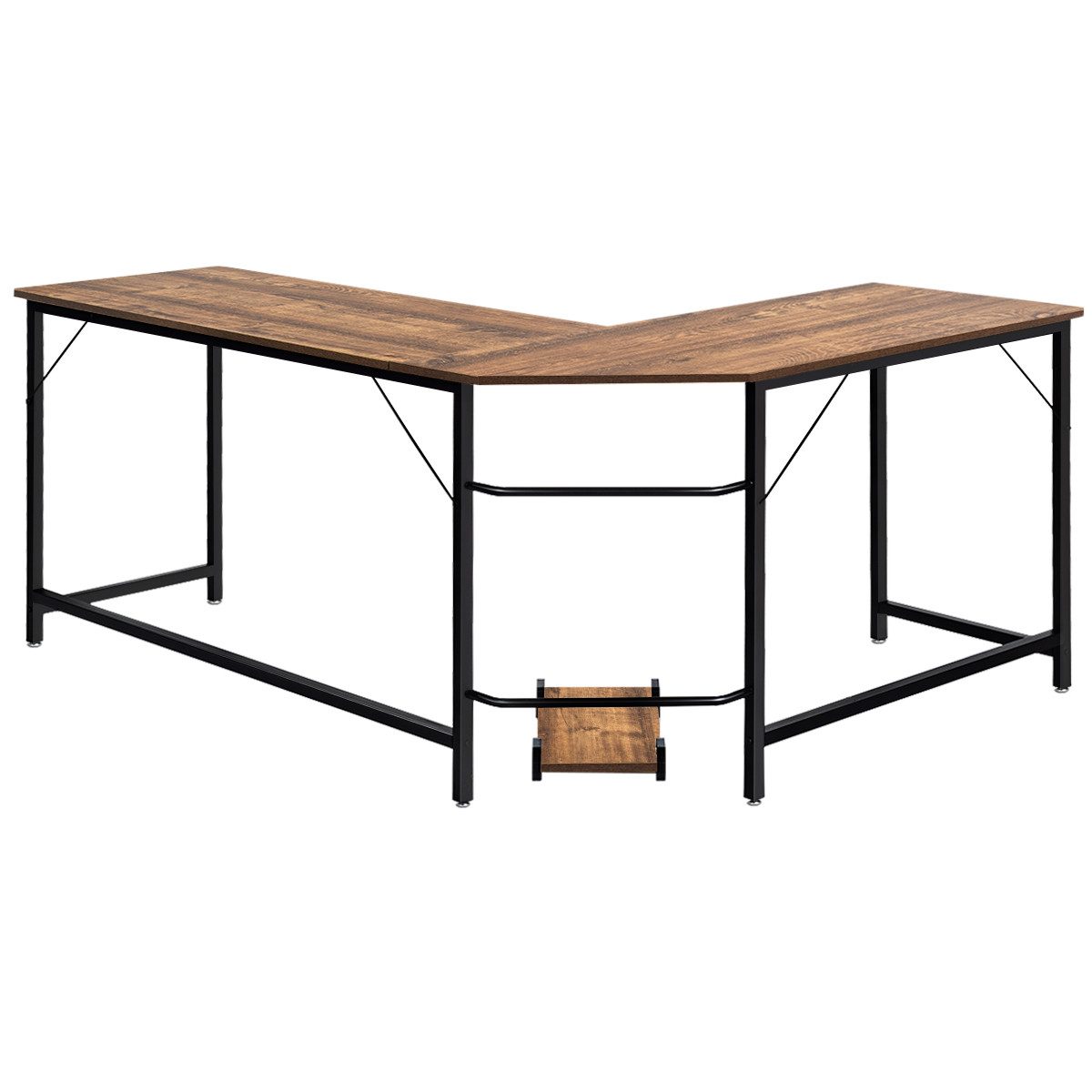 COSTWAY Eckschreibtisch, L-förmig, mit CPU-Ständer, 168 x 125 x 74 cm günstig online kaufen