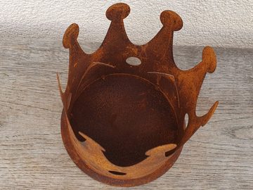 Dewoga Edelrost-Metalldesign Blumentopf Deko-Krone auf Platte - Edelrost (1 Stück, 1 Krone), Edelrost