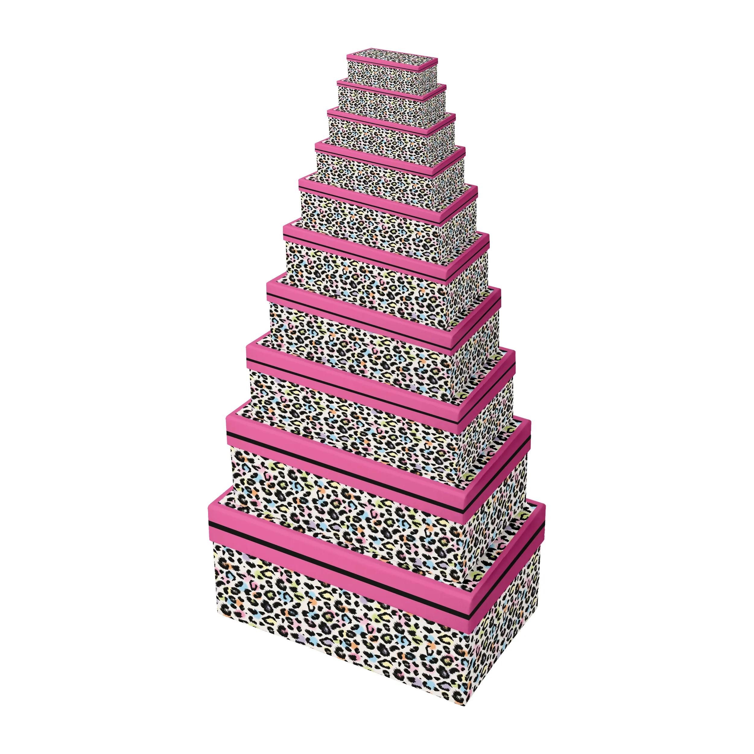 CLAIREFONTAINE Geschenkbox Set 10 Boxen Leopard rechteckig - K-30759-BXC, BOXES