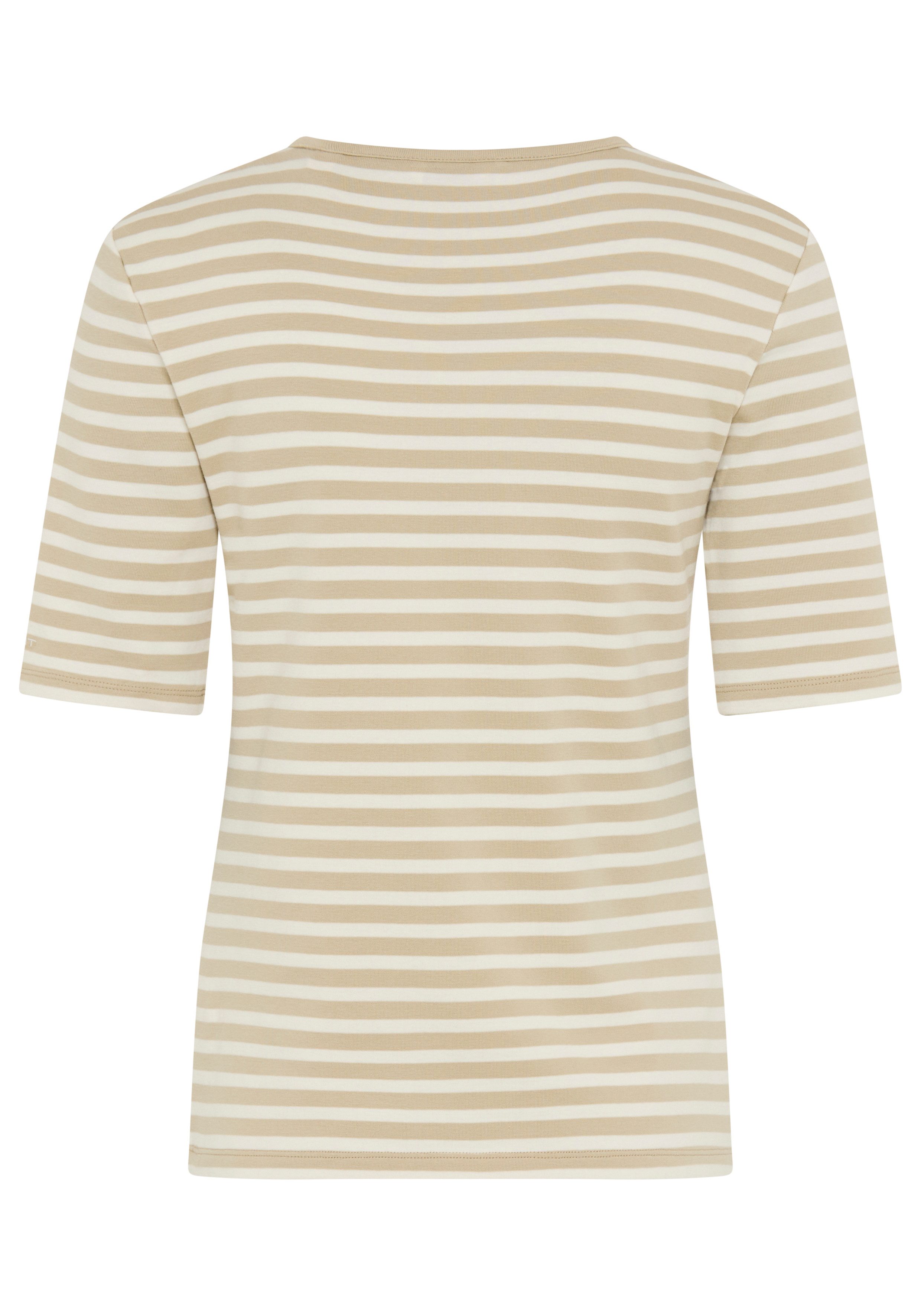 Gant T-Shirt SLIM STRIPED 1X1 RIBBED KA T-SHIRT mit dezentem Logoschriftzug günstig online kaufen