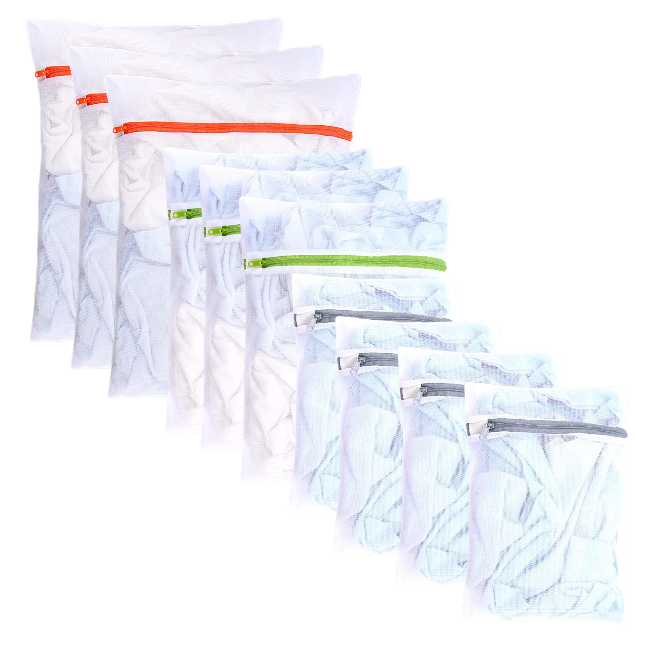 Everhomely® Wäschenetz 10x 3 Größen + Reißverschluss Wäschekorb Wäscheständer Wäschesammler,(10er Set, 10-St), 3 Verschiedene Größen