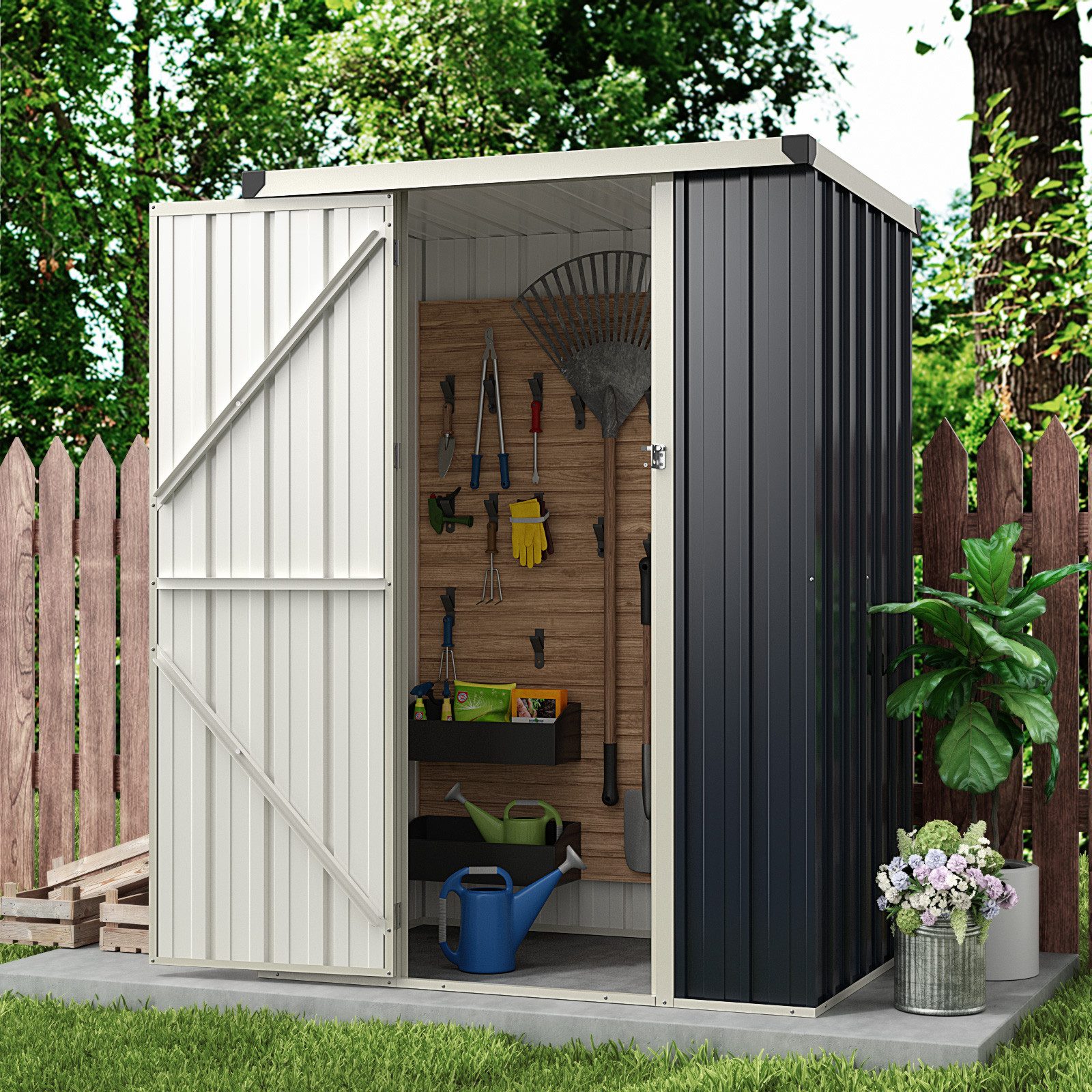 COSTWAY Gerätehaus, BxT: 117x89 cm, Geräteschuppen, Gartenhaus mit abschließbarer Tür