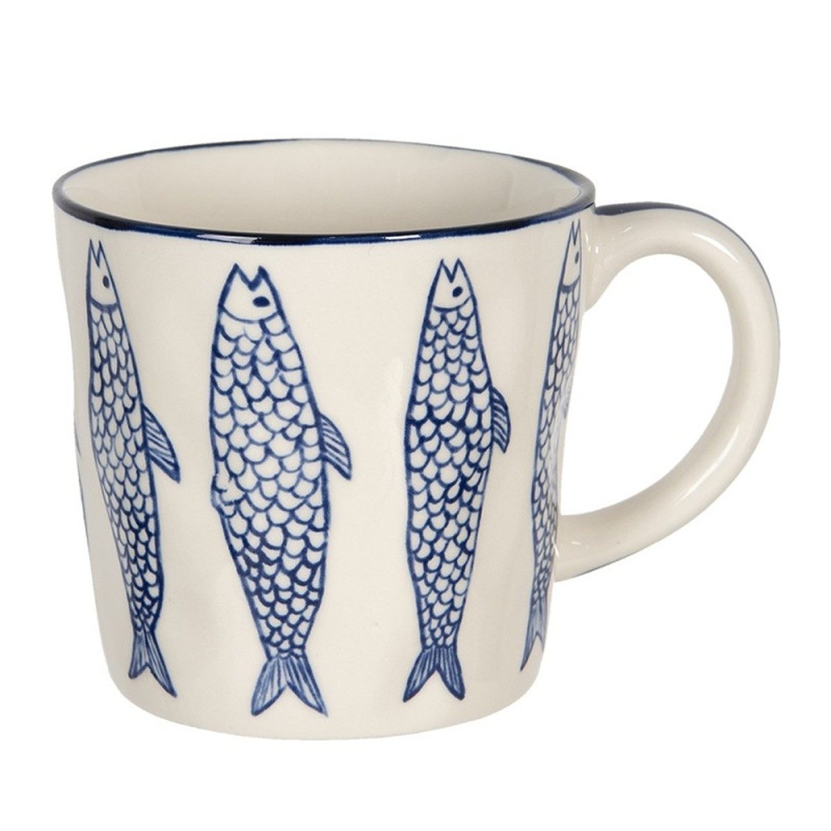 Clayre & Eef Tasse Maritime Keramik-Tasse Fisch 300 ml, robust & handlich