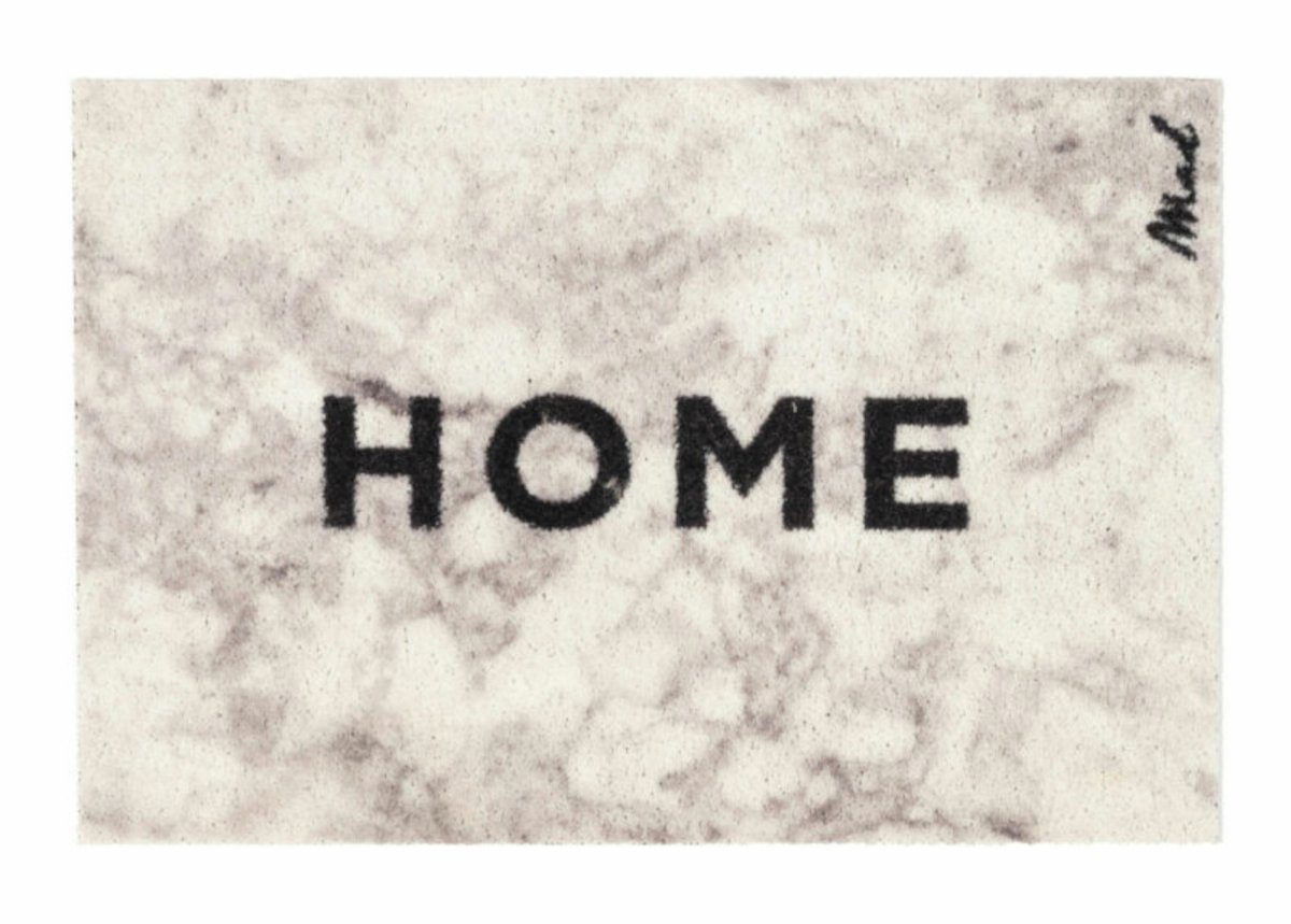 Mad about Mats Fußmatte Blink, rechteckig, Schmutzfangmatte, Haustür, mit Spruch Home, Marmor Optik, Indoor & Outdoor, Meliert, maschinenwaschbar, rutschfest, 50 x 75 cm, Türvorleger, Grau