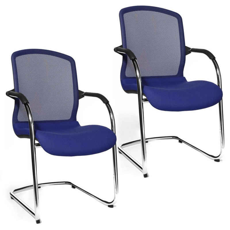 TOPSTAR Besucherstuhl 2 Besucherstühle Freischwinger Open Chair 100 - royalblau