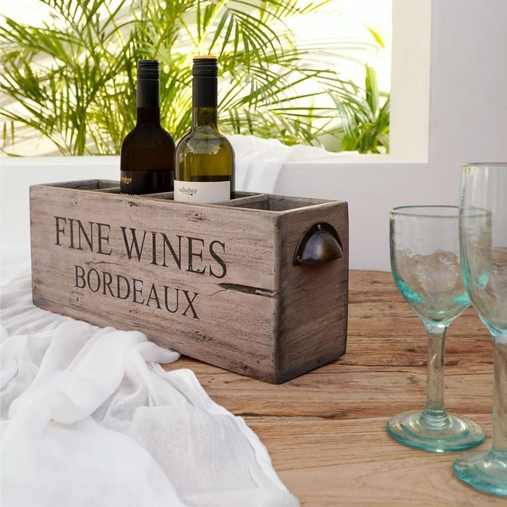 LebensWohnArt Weinregal Dekorative Flaschenbox CHATEAU 45cm antik-natural M günstig online kaufen