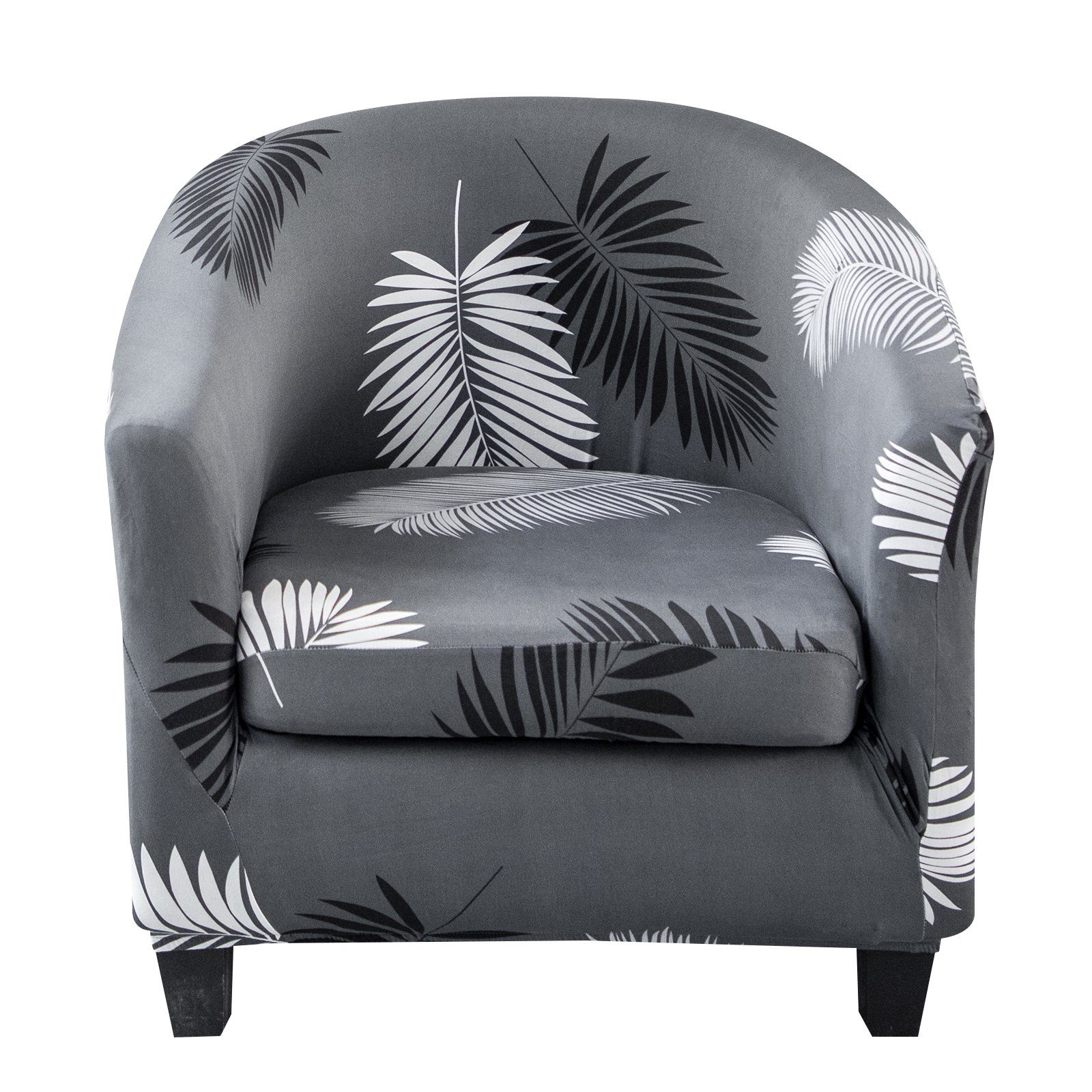 Sesselhusse Stretch, gedrucktes florales geometrisches Muster, für Einzelsessel, Rosnek, Akzentstuhl Barrel Chair Dunkelgrau