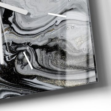 DEQORI Wanduhr 'Aufwendiger Marmordekor' (Glas Glasuhr modern Wand Uhr Design Küchenuhr)
