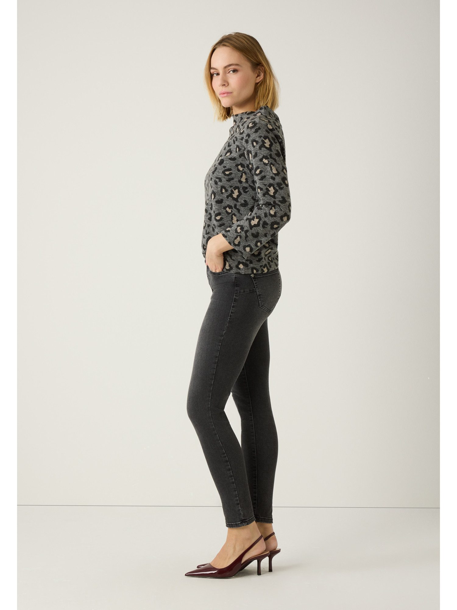 MORE&MORE Sweatshirt kurzes 3/4 Arm Leo-Sweatshirt günstig online kaufen