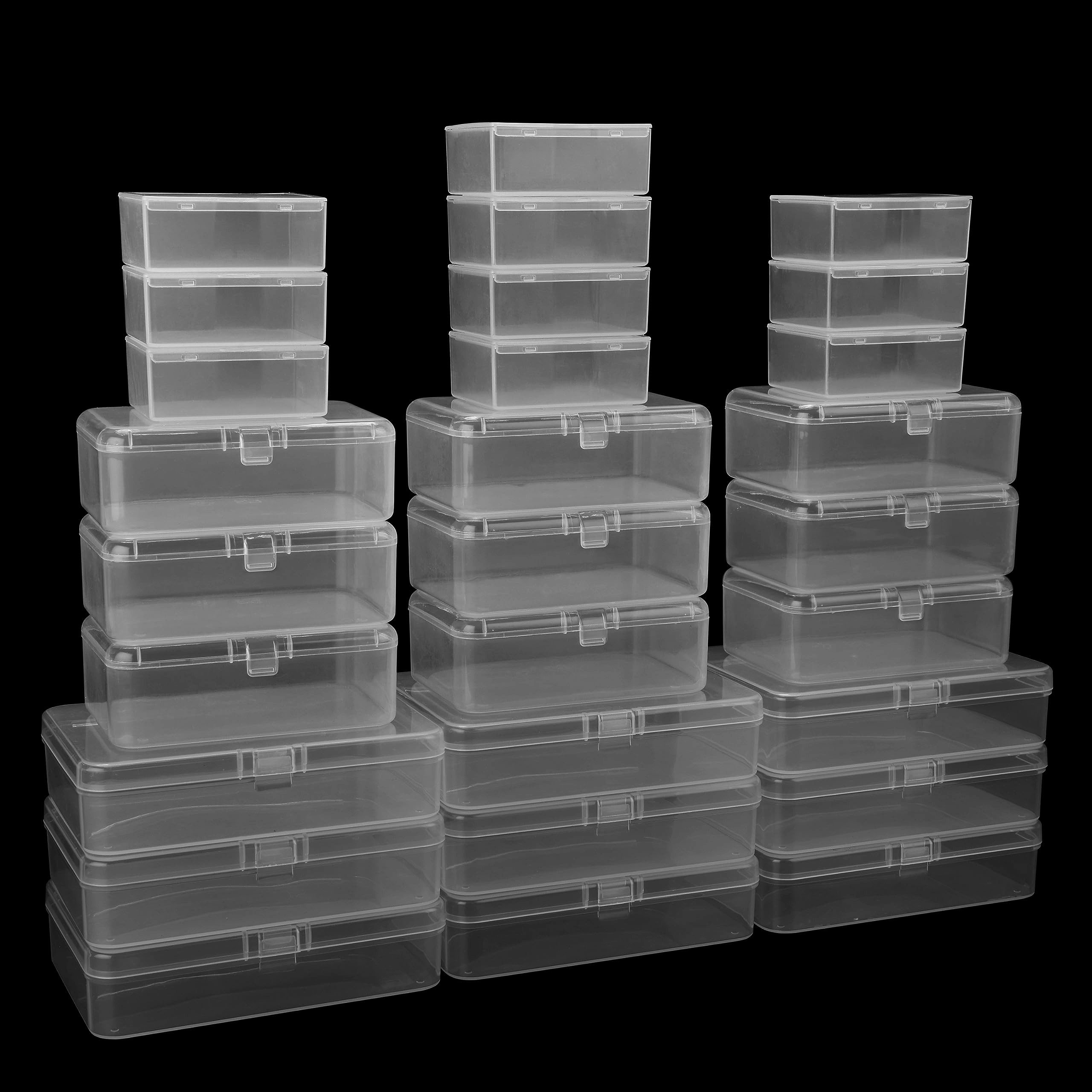 Aufbewahrungsbox Stapelbare Kunststoffboxen mit Deckel Set (28 Stück)