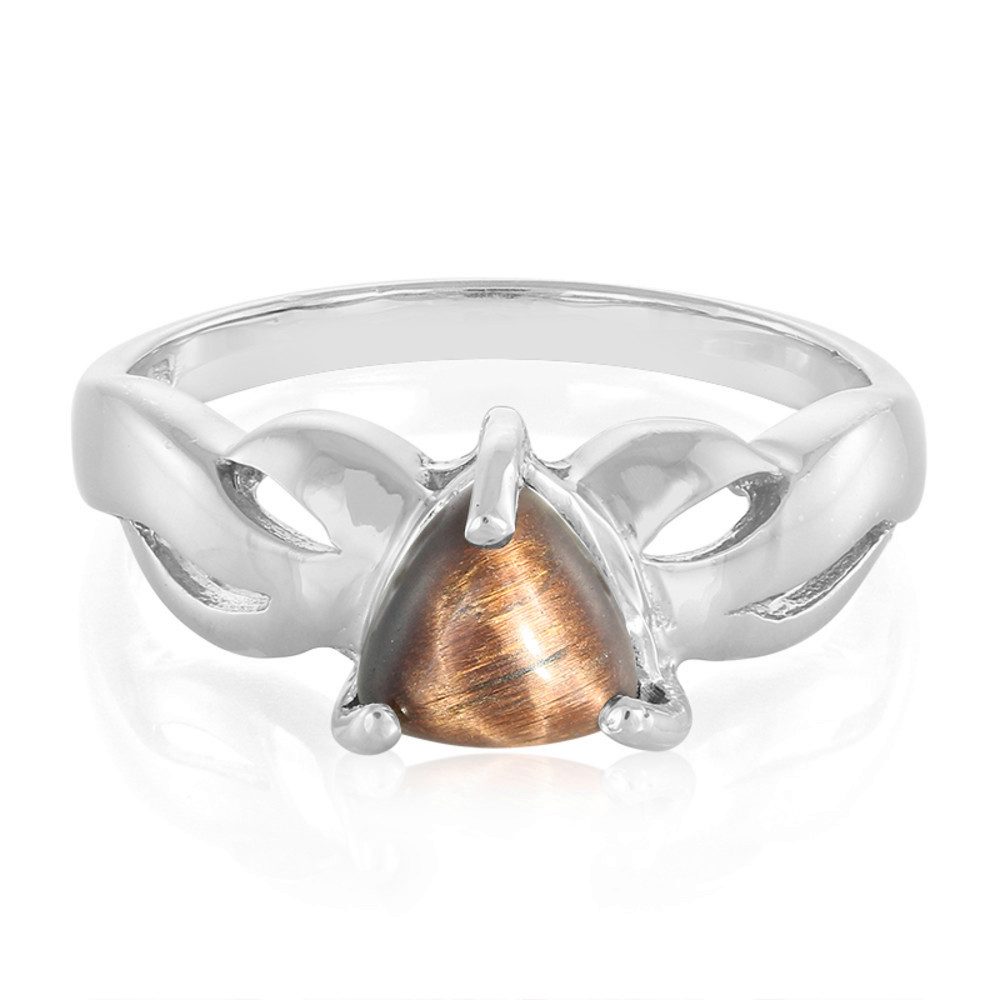 Solitärring Cavill moderner Silberring 0,65 ct rotes Tigerauge, Sterling 925